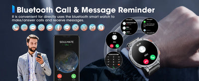 Karchilor Smart Watch showcasing Bluetooth call and message reminder features for convenience in communication.