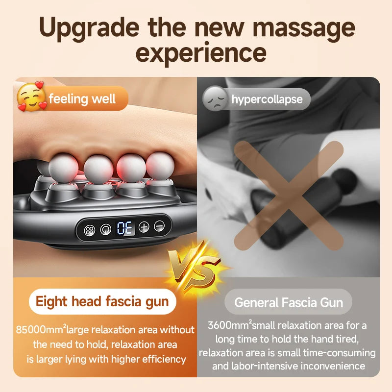 Comparison of eight head fascia gun and general fascia gun for enhanced massage experience and relaxation efficiency.