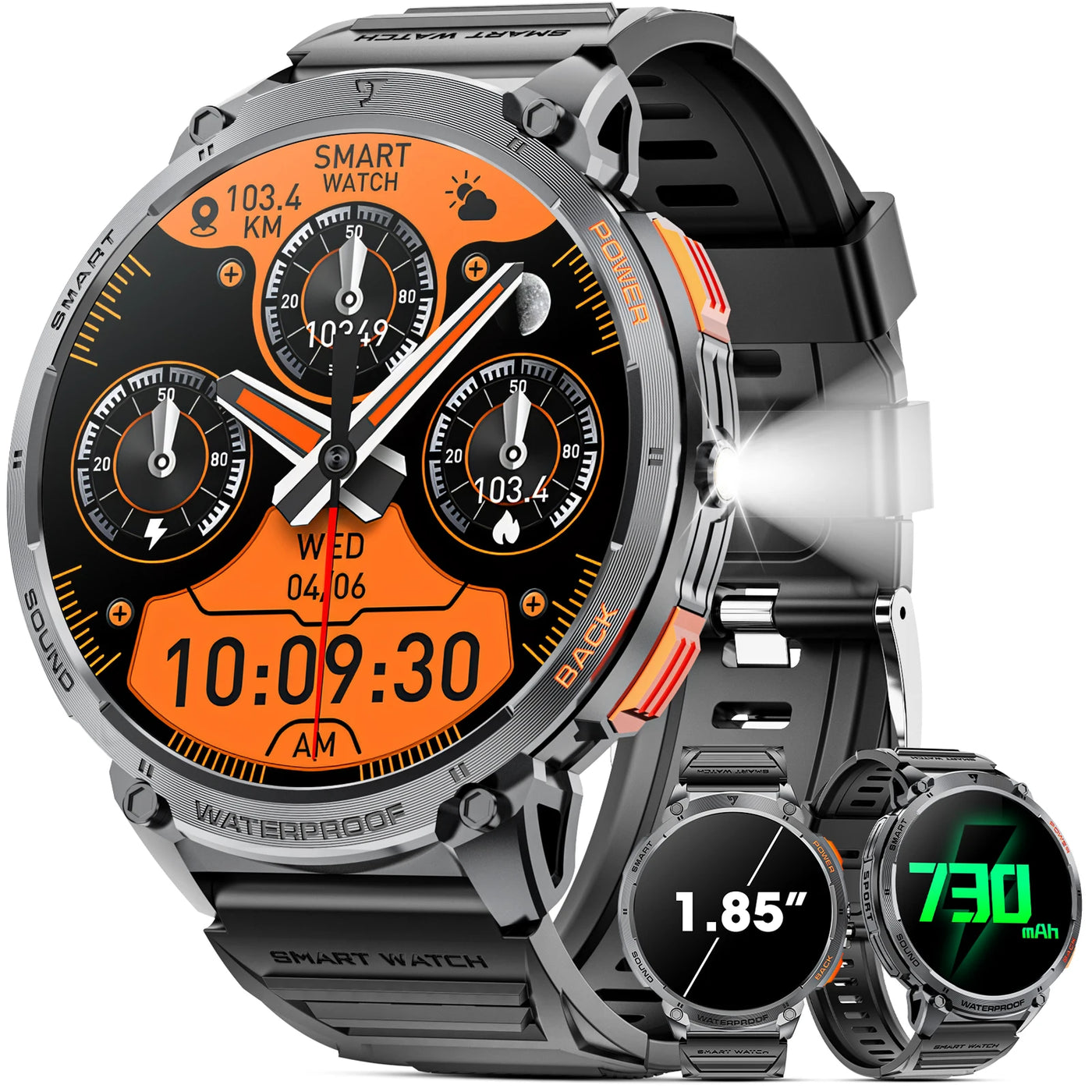 2025 Karchilor Smart Watch with Bluetooth calling, waterproof design, and fitness tracking features.