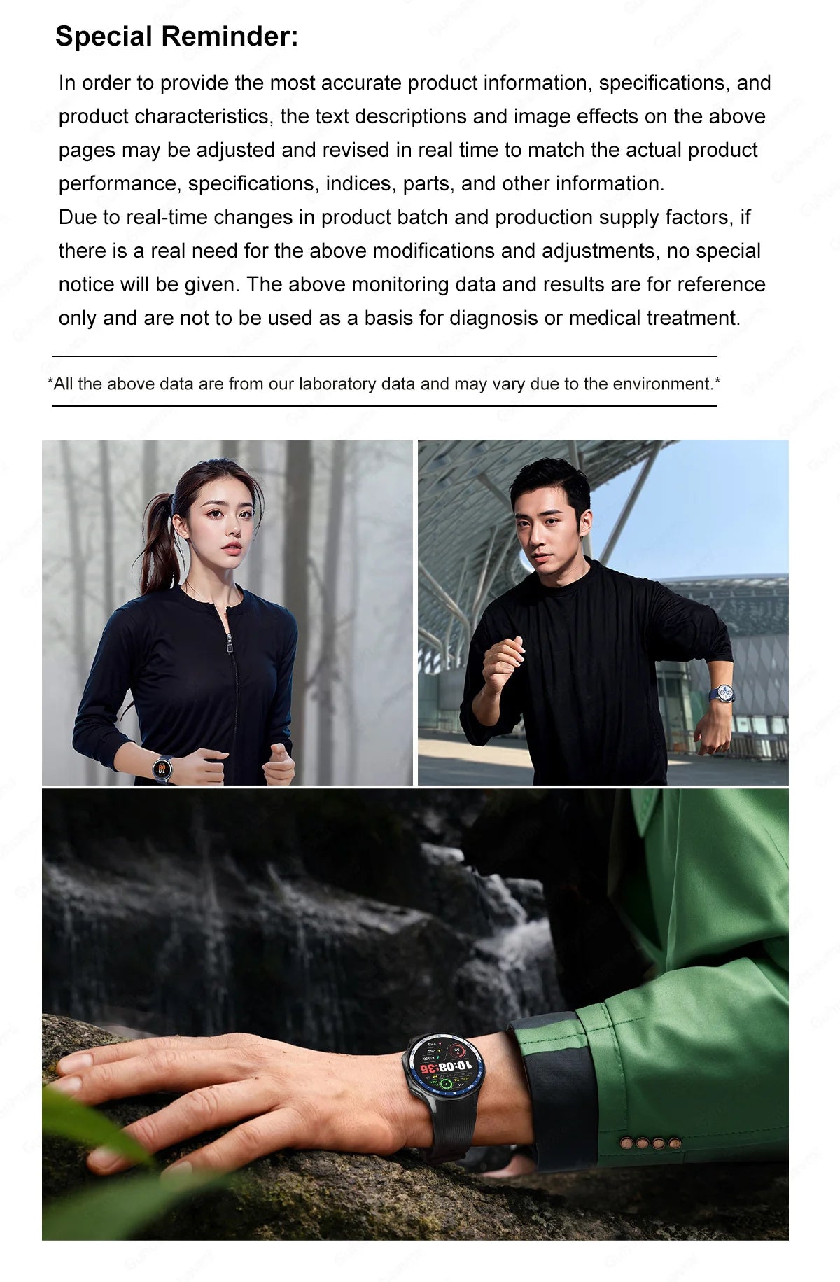 Two users showcasing the 2024 OPPO Watch during fitness activities and a waterproof demonstration.