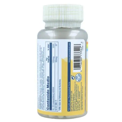 Solaray Vitamin D3 capsules bottle with supplement facts and ingredients for bone health and immunity support.
