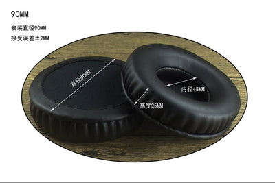 SHELKEE replacement ear pads set, 90mm round leather headphone sleeves for comfort and repair parts.