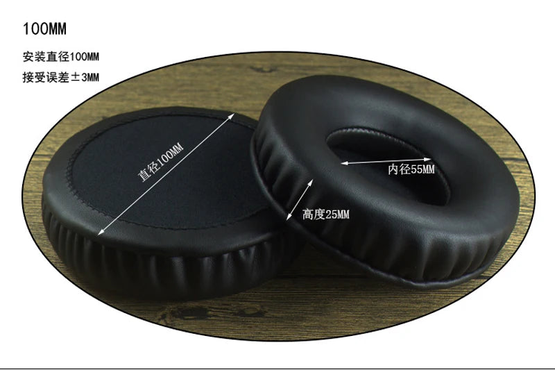 100mm round leather ear pads for headphones, replacement parts for comfort and durability.