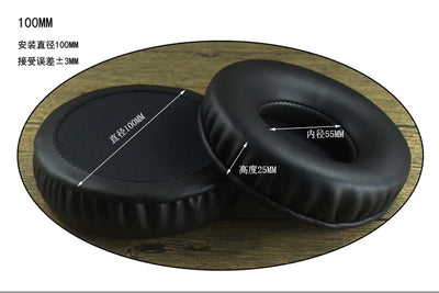 100mm round leather ear pads for headphones, replacement parts for comfort and durability.
