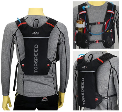 Ultralight hydration running vest by TOPSPEED, featuring breathable material and adjustable straps for comfort during outdoor activities.