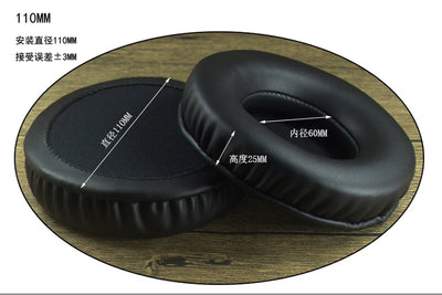 Replacement 110mm round ear pads for headphones, leather material, perfect repair parts for comfort and sound quality.