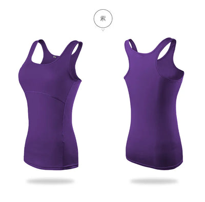 Women’s sexy sleeveless quick-dry yoga tank top in purple, showcasing a breathable design for gym and running.