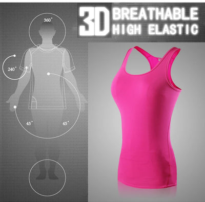 3D breathable pink women's tank top, high elastic fabric for yoga and gym workouts.