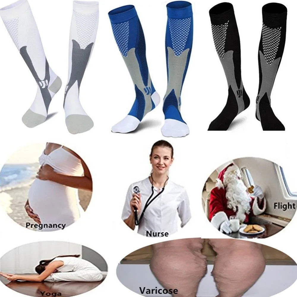 Varicose veins compression socks for men and women, suitable for pregnancy, yoga, nursing, and travel.