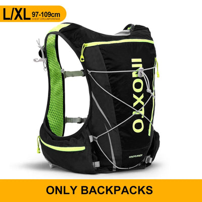 Hydration vest backpack by OUTDOOR INOX, designed for running, cycling, and hiking, unisex, available in L/XL.