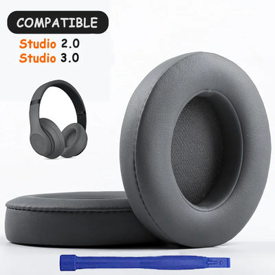 KUTOU replacement earpads for Beats Studio 2.0 and 3.0 headphones, featuring soft leather cushioning and a compatible design.