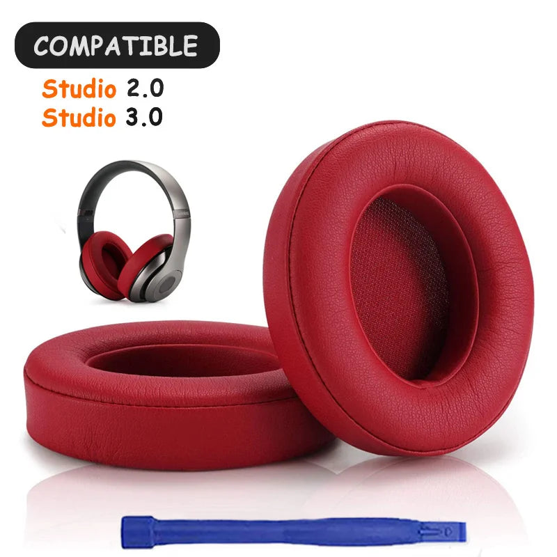 KUTOU red earpads compatible with Beats Studio 2.0 and 3.0 headphones, providing comfort and style.