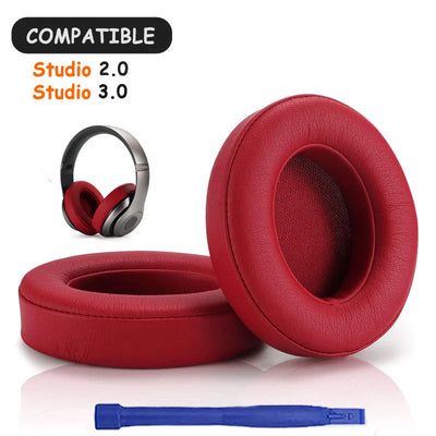 KUTOU red earpads compatible with Beats Studio 2.0 and 3.0 headphones, providing comfort and style.