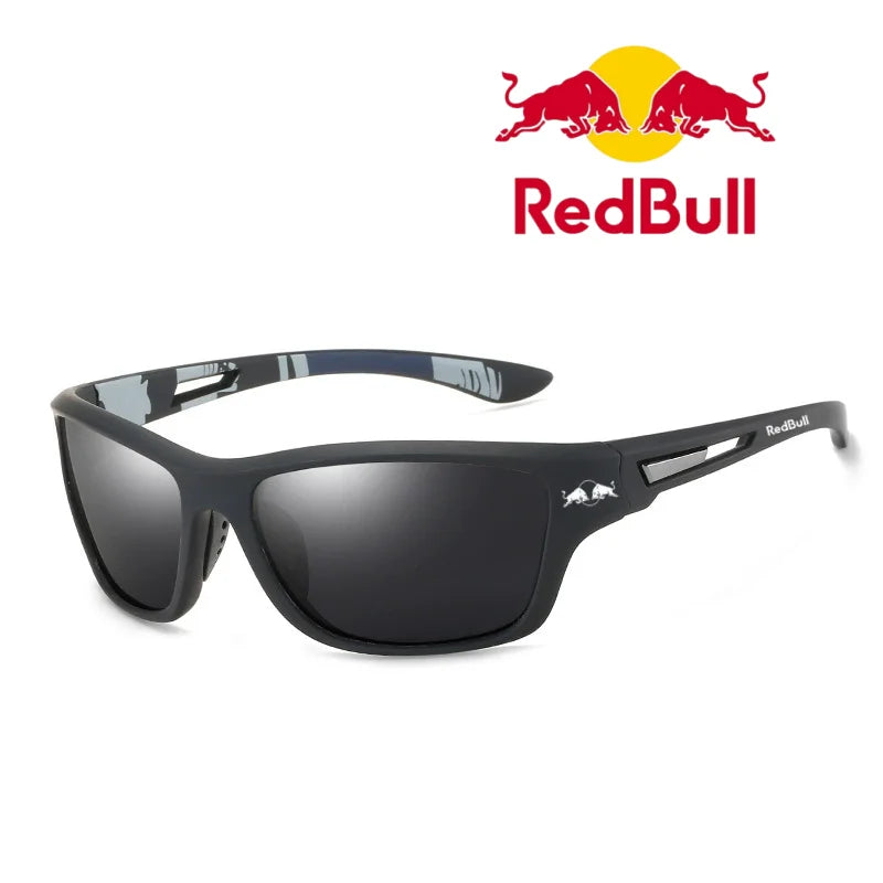 Red Bull polarized sunglasses for outdoor activities like fishing and hiking, featuring UV400 protection and a sleek design.