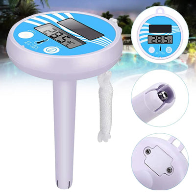 Waterproof solar swimming pool thermometer with digital display for accurate temperature readings, ideal for various pools.