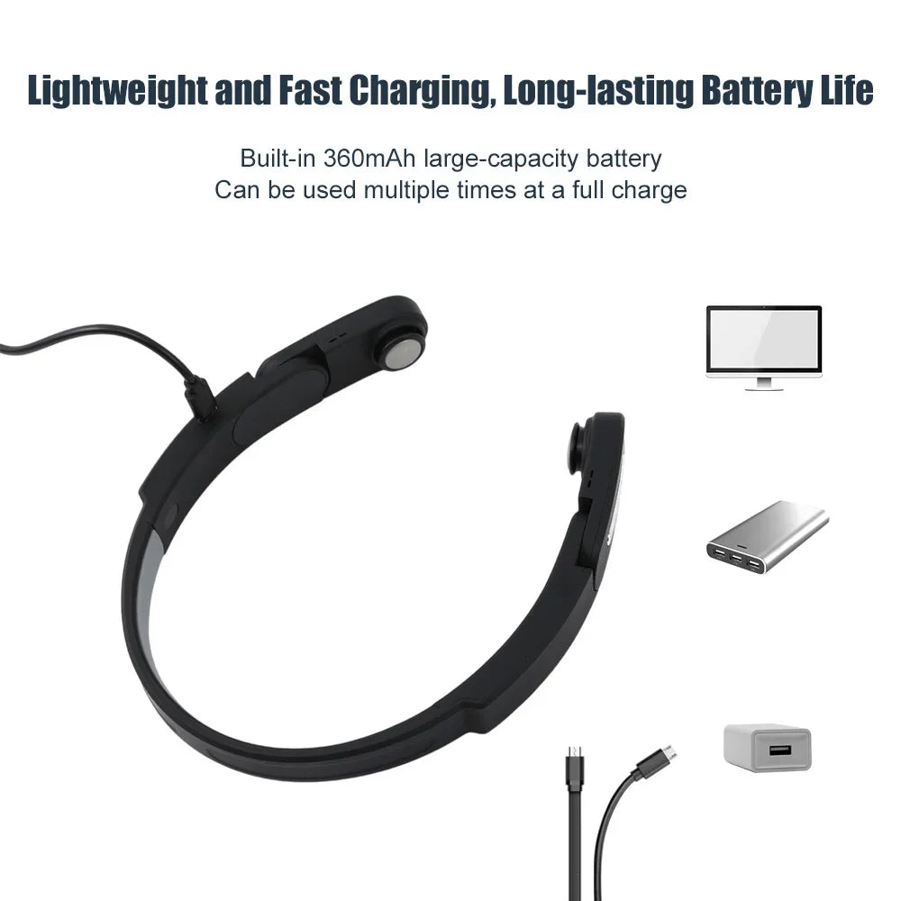 Lightweight wireless head massager with 360mAh battery, fast charging, and prolonged usage.