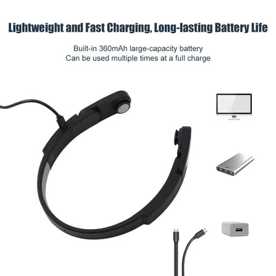 Lightweight wireless head massager with 360mAh battery, fast charging, and prolonged usage.