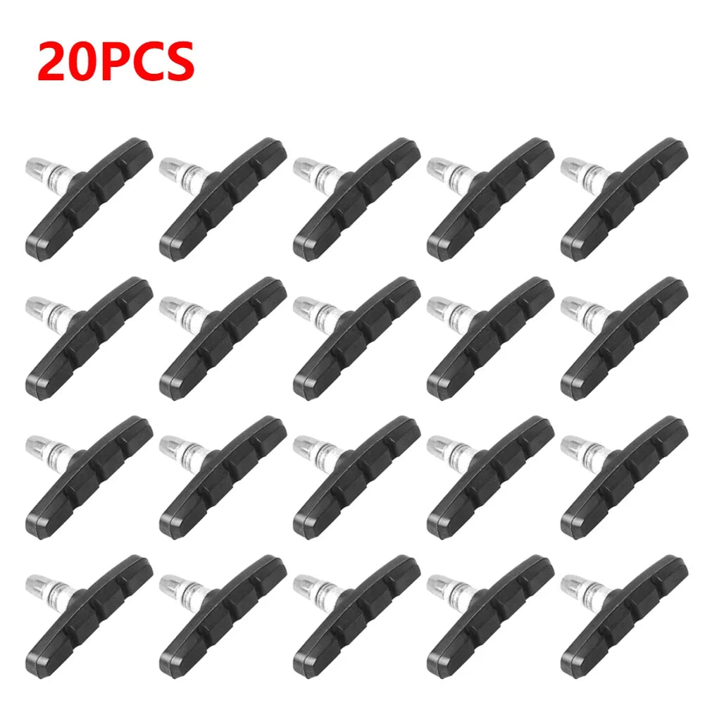 20 pieces of durable rubber V-brake pads for mountain and folding bikes, ideal cycling accessories for optimal braking performance.