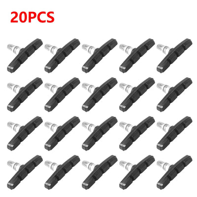 20 pieces of durable rubber V-brake pads for mountain and folding bikes, ideal cycling accessories for optimal braking performance.
