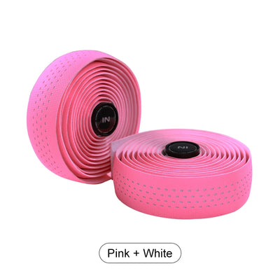 INBIKE soft grip handlebar tape in pink and white, lightweight and non-slip for bicycles.