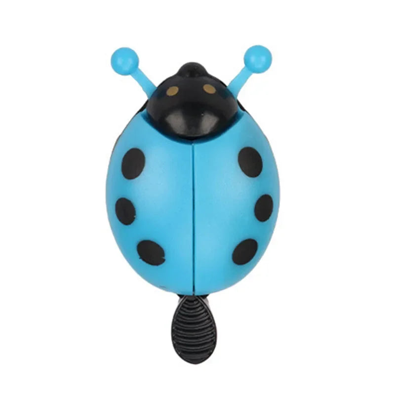 Cute blue ladybug bike bell for kids, perfect mini bicycle horn for girls, made from plastic and aluminum alloy.