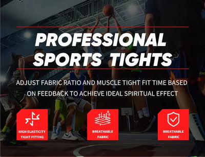 Professional sports tights showcasing high elasticity and breathable fabric for optimal athletic performance.