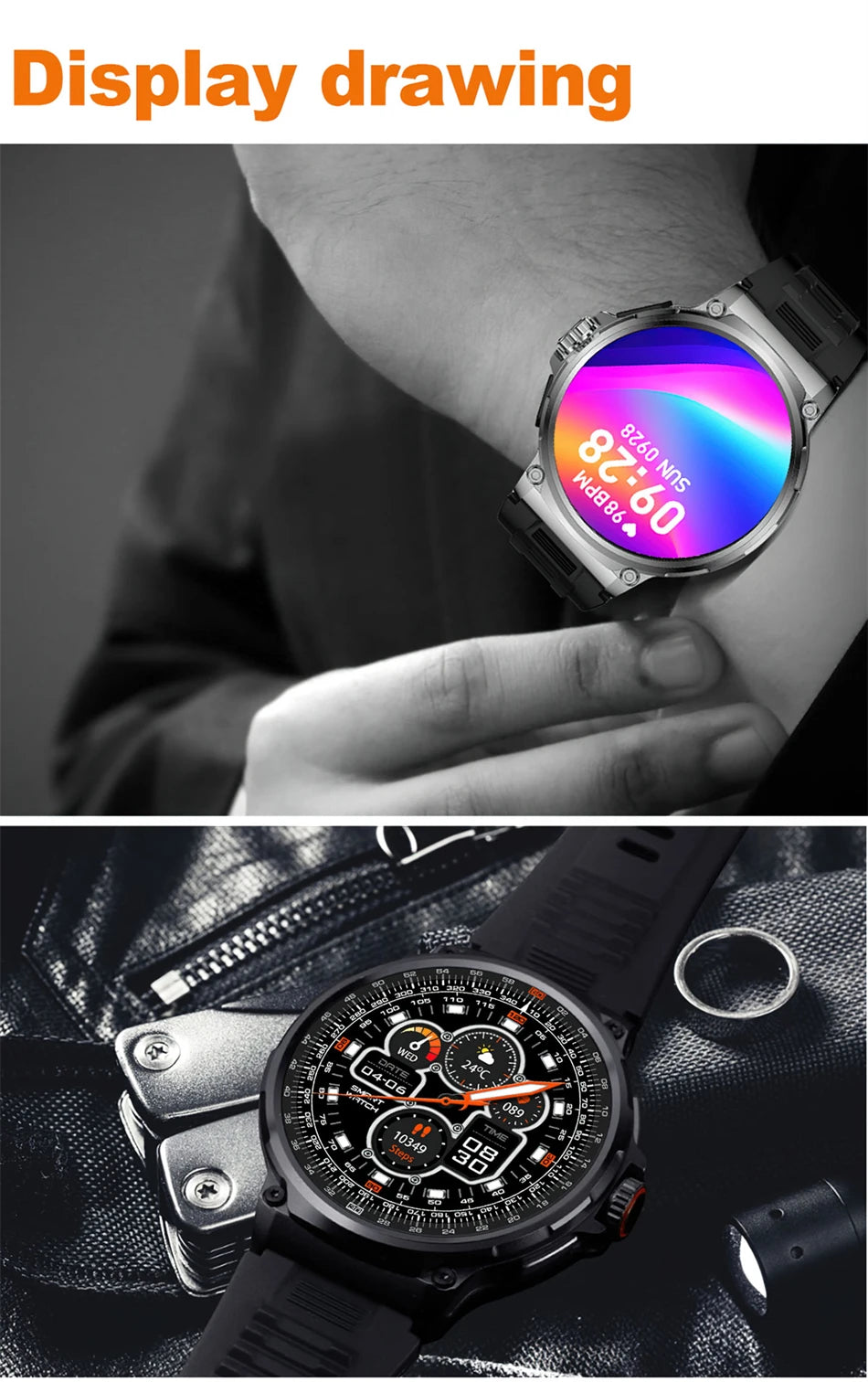GPS smart watch display showcasing colorful screen and advanced features for men in a stylish setting.