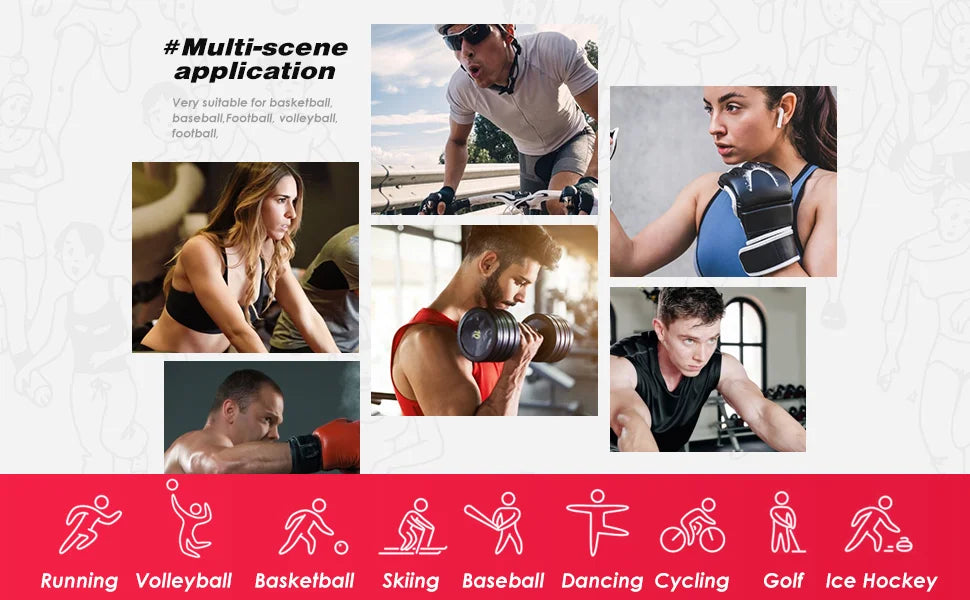 Collage of athletes in various sports: running, volleyball, basketball, skiing, dancing, cycling, and ice hockey.