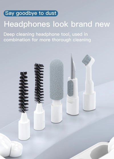 Deep cleaning tools for headphones, ensuring a brand-new look; perfect for thorough cleaning and dust removal.