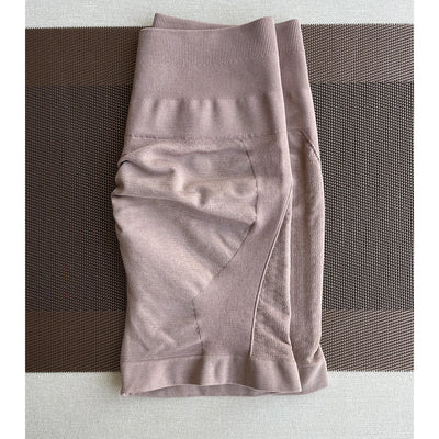 Amplify Contour Shorts for Women, seamless workout shorts in pink, perfect for yoga and gym wear.