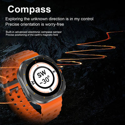 2025 OBAME Watch 7 Ultra Smartwatch with electronic compass and 3D display for precise navigation.