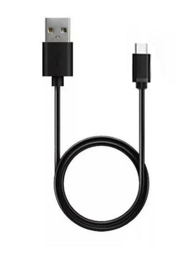 Black USB to micro USB charging cable for connecting devices and power supply.