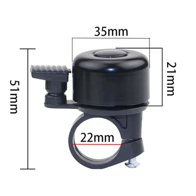 Aluminum alloy MTB bicycle bell loud handlebar safety horn with dimensions for easy installation.
