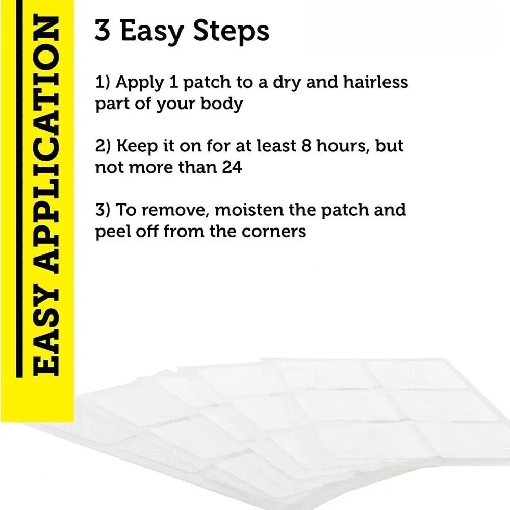 Instructions for applying testosterone booster transdermal patches in 3 easy steps.