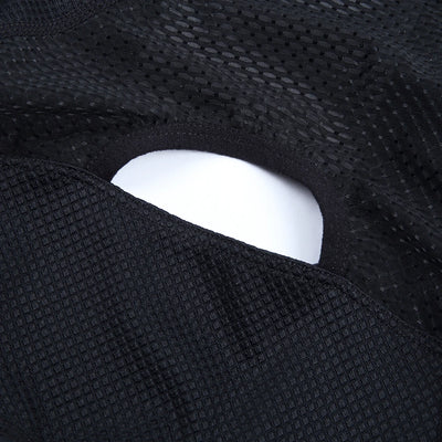 Close-up of breathable mesh fabric on YKYWBIKE cycling bib shorts, designed for comfort during long rides.