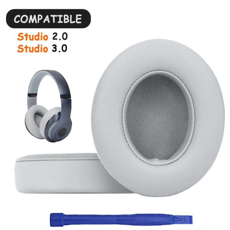 KUTOU replacement earpads for Beats Studio 2.0 and 3.0 headphones, featuring soft leather and foam for optimal comfort.