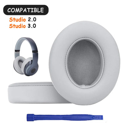 KUTOU replacement earpads for Beats Studio 2.0 and 3.0 headphones, featuring soft leather and foam for optimal comfort.