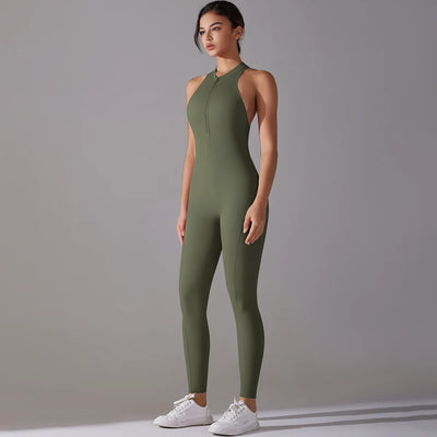 Women wearing a green bodysuit showcasing tummy control and butt lifting features, ideal for yoga and workouts.