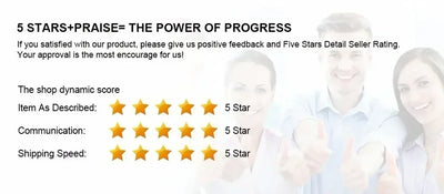 Graphic showing customer feedback request with rating stars and supportive text about positive reviews.