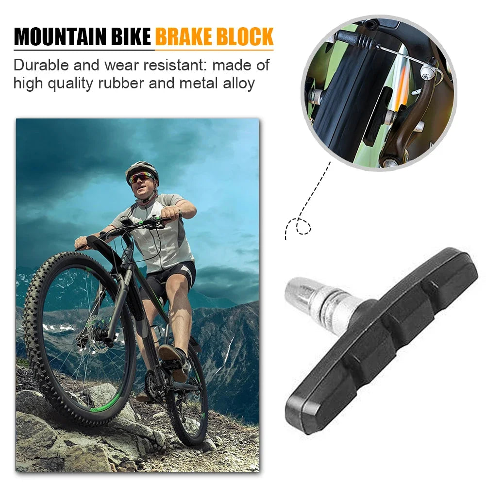 Mountain bike brake block showcasing durable rubber and metal alloy, suitable for reliable braking performance.