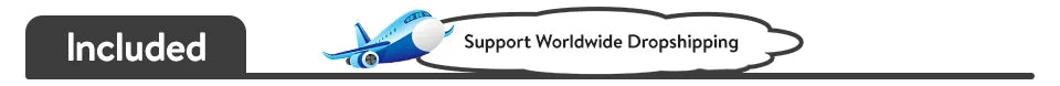 Graphic highlighting support for worldwide dropshipping with an airplane icon and the word 'Included'.
