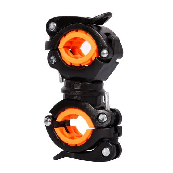 WEST BIKING 360° rotatable bike light bracket with orange accents for secure flashlight holding.