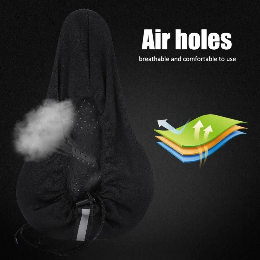 Close-up of Padded Bike Seat Cover with air holes for breathability and comfort during cycling.