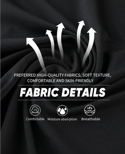 Fabric details of men's compression sportswear featuring soft, comfortable, moisture-absorbing, and breathable materials.