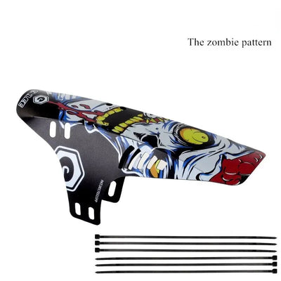 Reflective MTB bike front mudguard featuring zombie pattern design, ideal for mountain bikes.