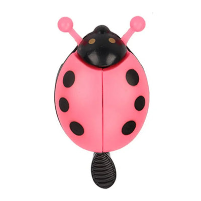 Cartoon ladybug bike bell in pink color, perfect mini bicycle horn for kids and girls, made of plastic and aluminum alloy.