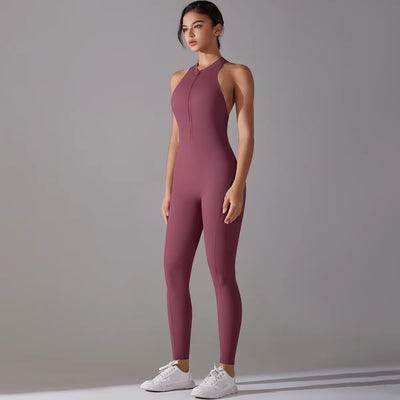 Women in a maroon bodysuit showcasing tummy control and butt lifting features, ideal for yoga and fitness workouts.