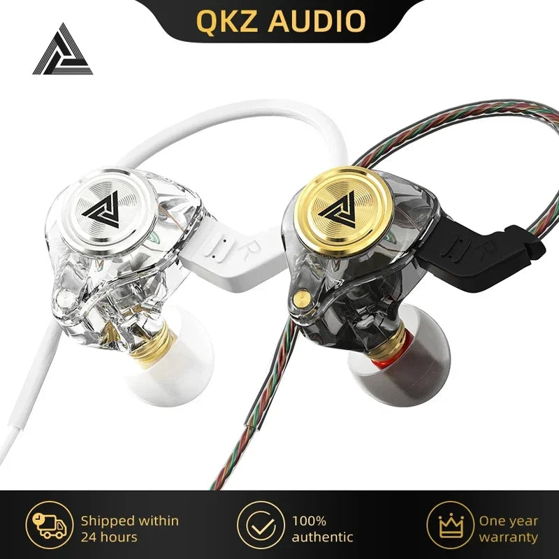 QKZ AK3 FiLe Wired Earphones with microphone, HiFi sound, noise cancelling, in-ear design for gaming and sports.