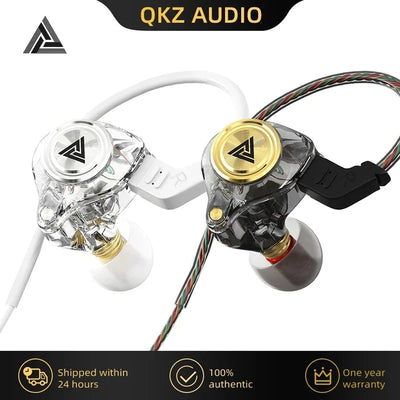 QKZ AK3 FiLe Wired Earphones with microphone, HiFi sound, noise cancelling, in-ear design for gaming and sports.