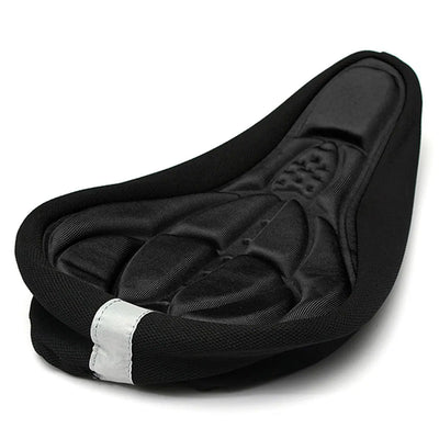 Padded bike seat cover in black, designed for comfort in mountain and road cycling. Soft foam saddle cushion.